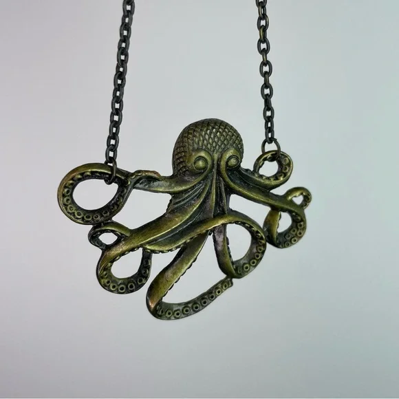 Brass Octopus Chain Necklace - Picture 2 of 12